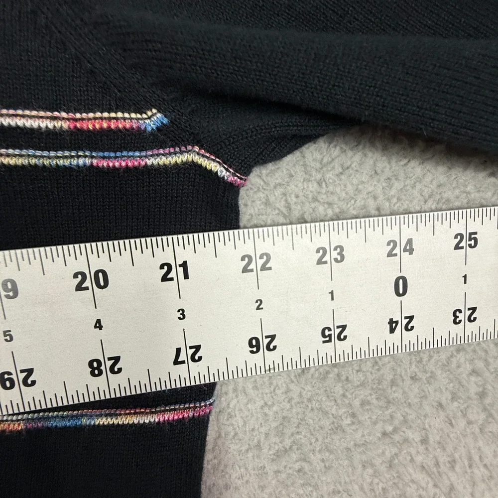 Paul Fredrick Mens Black‎ Quarter Zip Long Sleeve Polo Sweater Striped Trim Sz M